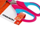 УЦЕНКА Ножницы канцелярские 17 см (±0.5 см), ручки пластиковые с резиновыми вставками МИКС - Фото 4