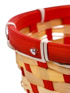 УЦЕНКА Корзина плетеная 21×21×10 см, ручка h=14 см, красная, белая - Фото 2