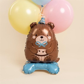 Воздушный шар фольгированный 24" «Мишка в голубом колпачке», под воздух (комплект 5 шт)