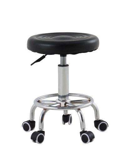 Табурет на колёсиках, с регулировкой высоты, цвет чёрный/хром