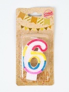 УЦЕНКА Свеча для торта с блестками «Блестящий ободок», цифра "6", 7 см - Фото 3