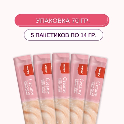 Wanpy Dog Крем лакомство для собак «нежное пюре» из лосося и курицы 70 г
