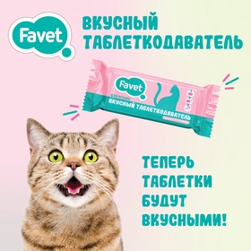Favet Вкусный таблеткодаватель для кошек (12 шт.), ПЭТ-банка 10916513
