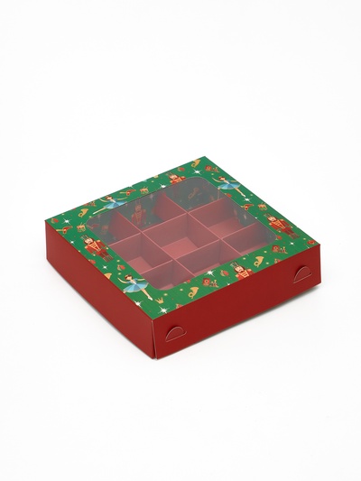 Коробка под 9 конфет новогодняя «Щелкунчик», 14.5×14.5×3.5 см