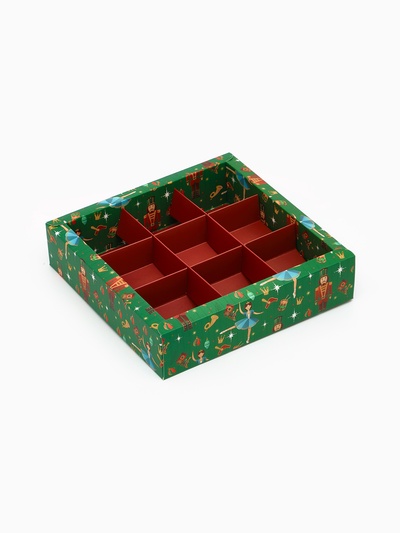 Коробка под 9 конфет новогодняя «Щелкунчик», 14.5×14.5×3.5 см