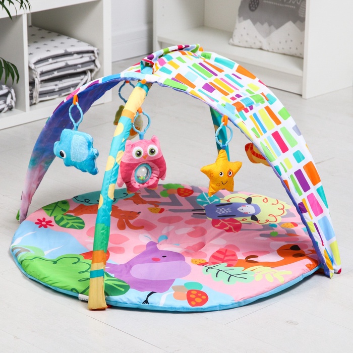 УЦЕНКА Развивающий коврик с дугами «Слоник», 5 игрушек, размер 70×53 см - Фото 1
