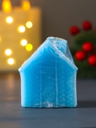 Свеча декоративная «Сканди дом вязаный», 55×60 мм, голубой - фото 59406837