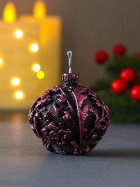 Свеча декоративная «Новогодний шарик», 55?55 мм, розовая роспись (комплект 2 шт)