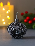 Свеча декоративная «Новогодний шарик», 55×55 мм, голубая роспись - фото 117214840