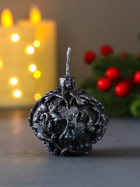 Свеча декоративная «Новогодний шарик», 55?55 мм, голубая роспись (комплект 2 шт)