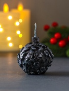 Свеча декоративная «Новогодний шарик», 55×55 мм, голубая роспись - фото 117214842