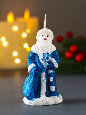 Свеча декоративная «Дед Мороз», 45?88, синий (комплект 2 шт)