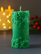 Свеча-цилиндр «С Новым годом», 55×105 мм, зелёная - Фото 3