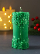 Свеча-цилиндр «С Новым годом», 55×105 мм, зелёная - Фото 4