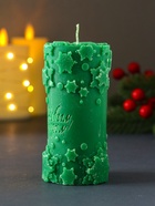 Свеча-цилиндр «С Новым годом», 55×105 мм, зелёная - Фото 5