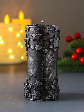 Свеча - цилиндр «С Новым годом», 55×105 мм, т. синяя