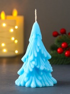 Свеча декоративная «Зимняя Ель», 70×110 мм, голубая - фото 809182321