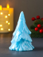 Свеча декоративная «Зимняя Ель», 70×110 мм, голубая - фото 809283024