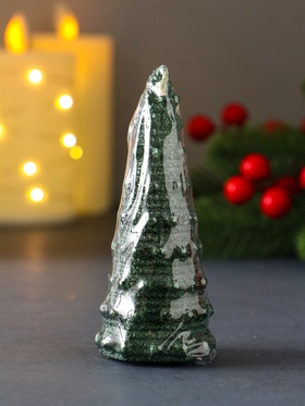 Свеча декоративная «Ёлочка с шариками», 45?102 мм, лак, зелёная (комплект 3 шт)