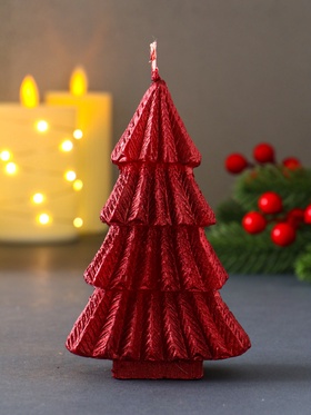Свеча декоративная «Ёлка геометрия», 80×120 мм, лак, красная