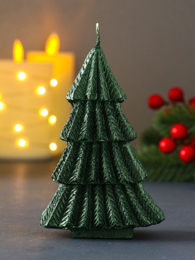 Свеча декоративная «Ёлка геометрия», 80×120 мм, лак, зелёная