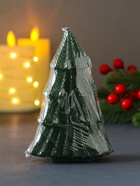 Свеча декоративная «Ёлка геометрия», 80×120 мм, лак, зелёная - фото 118992700