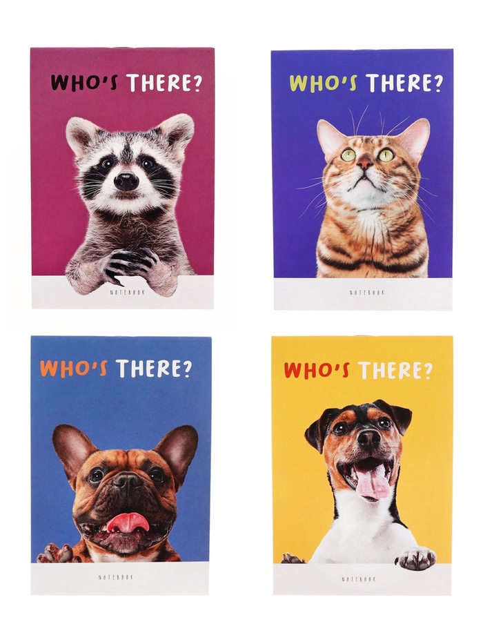 Набор блокнотов А6 32л кл на скобе Кто здесь?, мел карт, бл офс, 4В 20шт - Фото 1