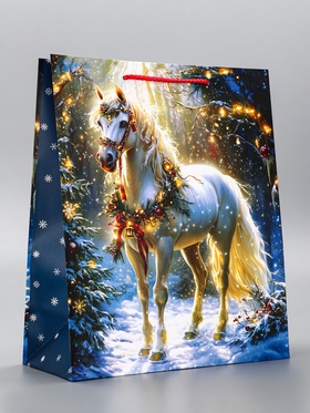 Пакет подарочный новогодний ламинированный, «Конь» , 26?12?32 см (комплект 2 шт)