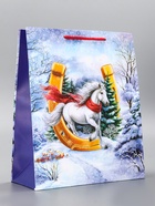 Пакет подарочный новогодний ламинированный, «Подкова» , 26×12×32 см - фото 117252199