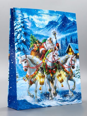 Пакет подарочный новогодний ламинированный, «На встречу Новому Году», 33?10?42.5 см (комплект 2 шт)