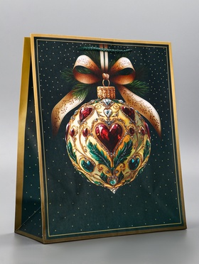 Пакет подарочный новогодний ламинированный, «Новогодний шар » , 26×12×32 см