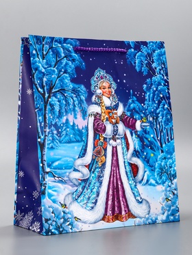 Пакет подарочный новогодний ламинированный, «Снегурочка» , 26×12×32 см