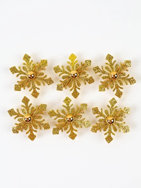 Прищепки декоративные «Новогодние снежинки» золотые, набор 6 шт.