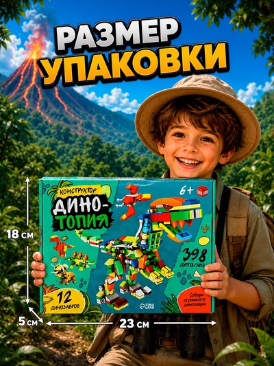 Конструктор «Дино мир», 12 в 1, 398 деталей