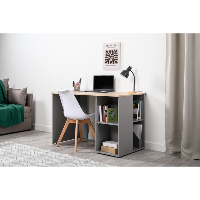 Стол письменный «Лайт 12.163», 1200×650×750 мм, цвет серый шифер/дуб белый