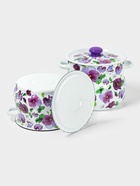 УЦЕНКА Набор эмалированных кастрюль «Анютины глазки», 2 шт.: 5.5 л, 5.5 л, белый - Фото 1