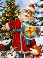 Подарочная новогодняя коробка «Золотая рыбка» 15.8×15.8×23.5 см - фото 809183716