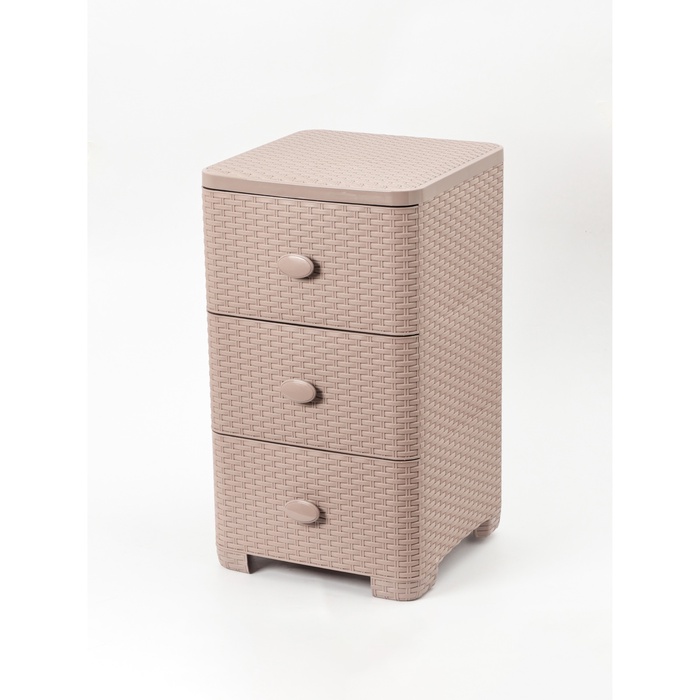 УЦЕНКА Комод 3-х секционный 37.5×36×63 см «Плетенка», цвет какао - Фото 1