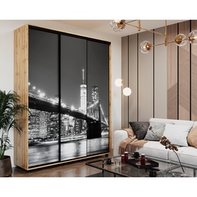 Шкаф – купе BRIGHT, 1770×600×2300 мм, цвет дуб вотан/белый шёлк