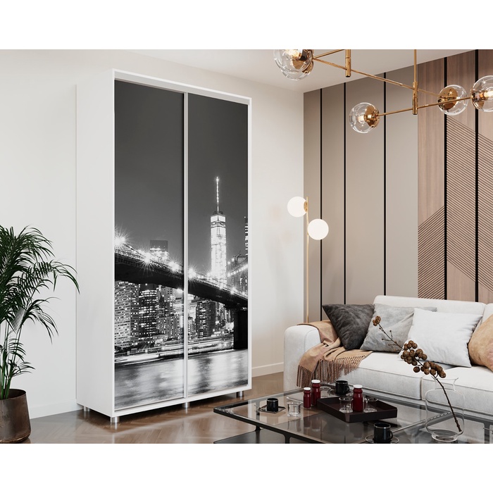 Шкаф – купе BRIGHT, 1200×600×2300 мм, цвет белый шёлк/белый шёлк