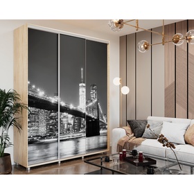Шкаф – купе BRIGHT, 1770×600×2300 мм, цвет дуб сонома/белый шёлк