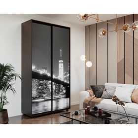 Шкаф – купе BRIGHT, 1200×600×2300 мм, цвет венге тёмный/белый шёлк