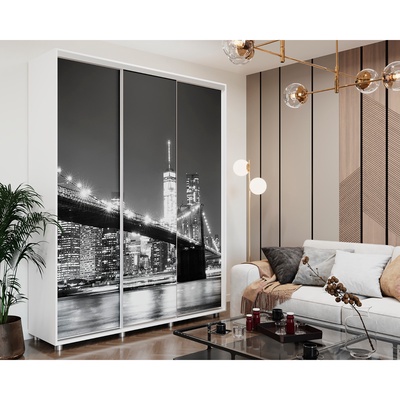 Шкаф – купе BRIGHT, 1770×450×2300 мм, цвет белый шёлк/белый шёлк