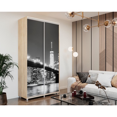 Шкаф – купе BRIGHT, 1200×450×2300 мм, цвет дуб сонома/белый шёлк