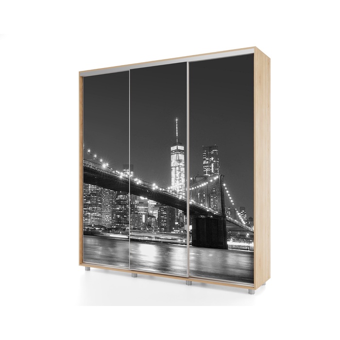 Шкаф – купе BRIGHT, 1770×450×2300 мм, цвет дуб сонома/белый шёлк - Фото 1