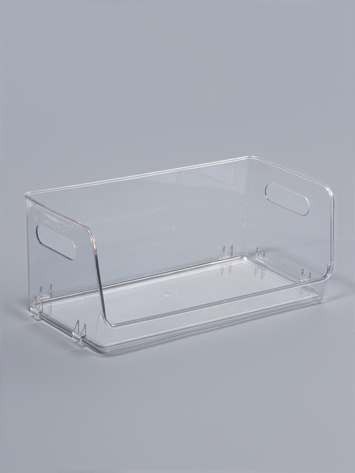 УЦЕНКА Органайзер для хранения, с ручками, 1 секция, 30×14×13 см, прозрачный - Фото 1