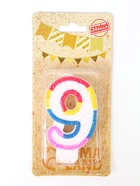 УЦЕНКА Свеча для торта с блестками «Блестящий ободок», цифра "9" , 7 см - Фото 1