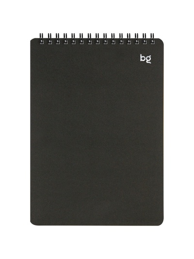 Блокнот А5 60 листов на гребне, BG, обложка пластик, тиснение фольгой, черный