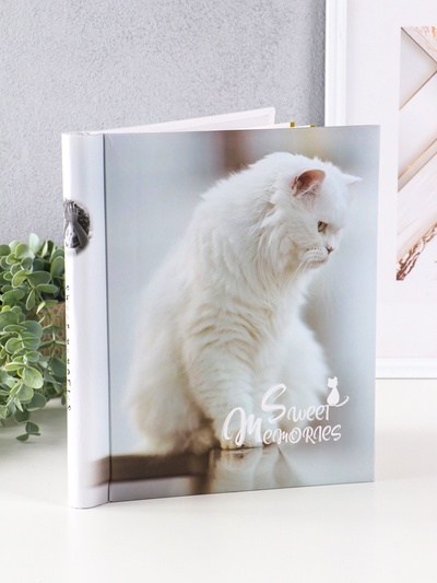 Фотоальбом магнитный на 10 листов «Белый котенок», 23×28 см, переплёт: спираль