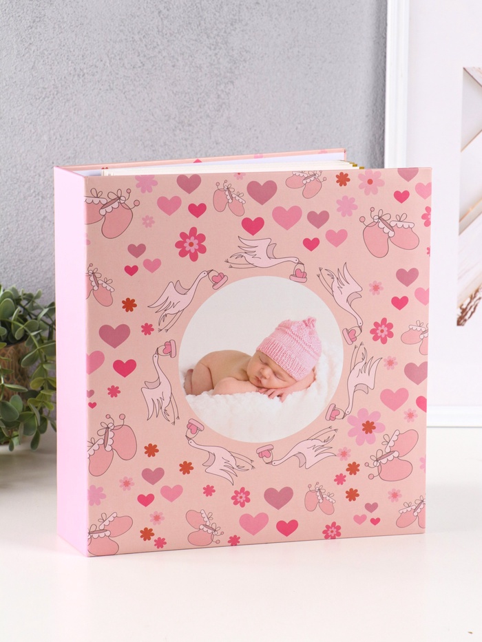 Фотоальбом магнитный на 50 листов 23×28 см, «Малыш в розовой шапочке», переплёт: 3-кольца - Фото 1